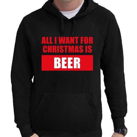Foute Kerst hoodie/trui all i want for christmas zwart heren