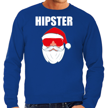 Christmas sweater / Christmas sweater Hipster Santa blue for men