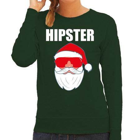 Christmas sweater / Christmas sweater Hipster Santa green for women