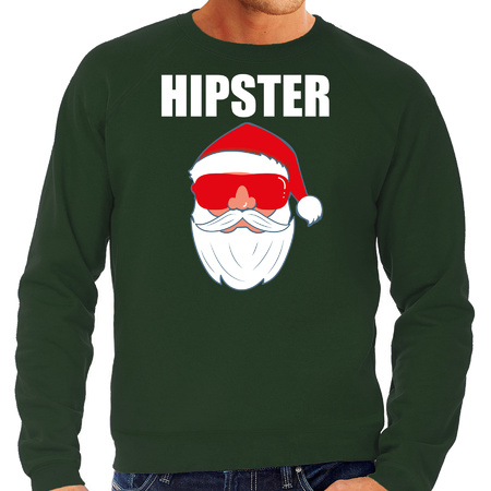 Christmas sweater / Christmas sweater Hipster Santa green for men