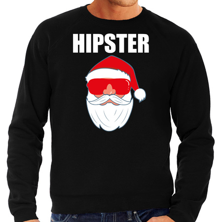 Foute Kerst sweater / Kerst outfit Hipster Santa zwart voor heren