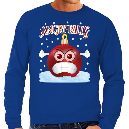 Christmas t-sweater Angry balls blue for men