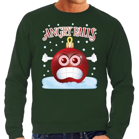Christmas t-sweater Angry balls green for men