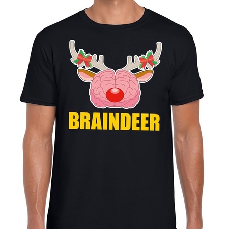 Foute Kerst t-shirt braindeer zwart voor heren