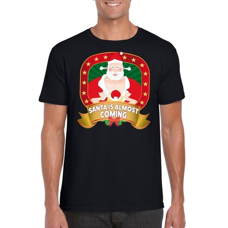 Ugly Christmas t-shirt Santa is almost coming for men