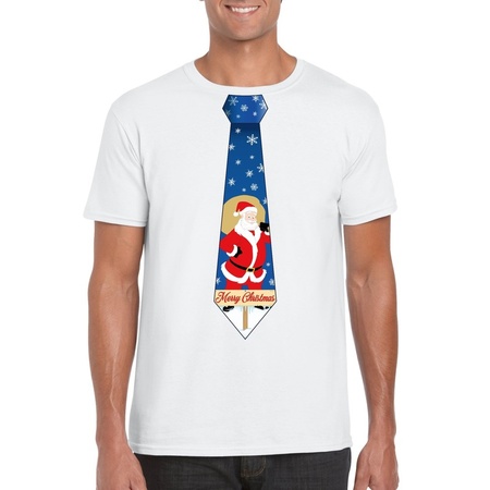 Christmas shirt with tie and santa white for men