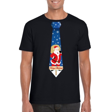 Christmas shirt with tie and santa black for men
