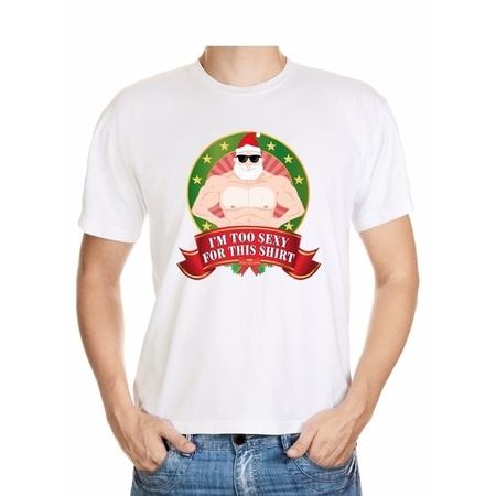 Ugly Christmas t-shirt white Im too sexy for this shirt for men