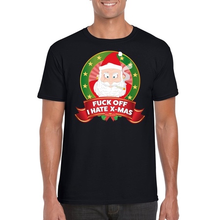Ugly Christmas t-shirt black Fuck off I hate x-mas for men