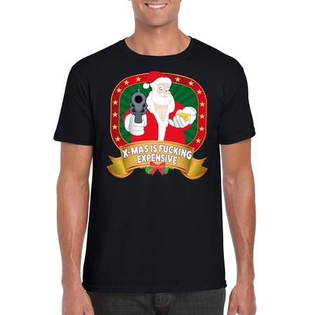 Ugly Christmas t-shirt black X-mas is fucking expensive for men