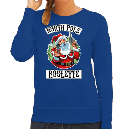 Foute Kerstsweater / outfit Northpole roulette blauw voor dames