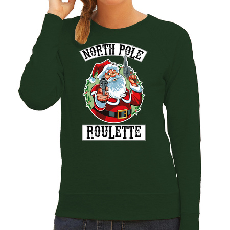 Christmas sweater Northpole roulette green for women
