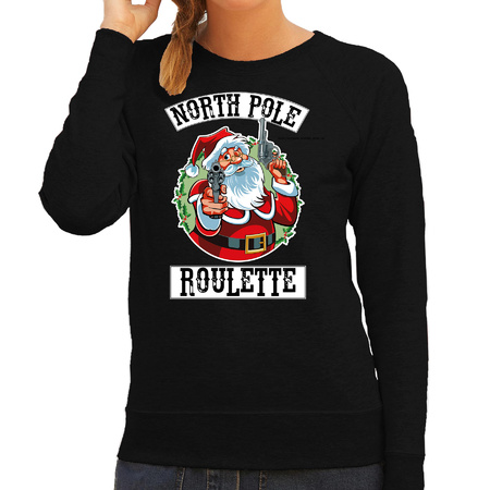 Foute Kerstsweater / outfit Northpole roulette zwart voor dames
