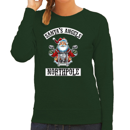 Foute Kerstsweater / outfit Santas angels Northpole groen voor dames