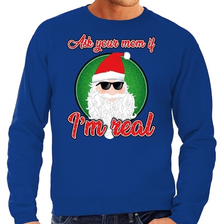 Christmas sweater ask your mom blue for men