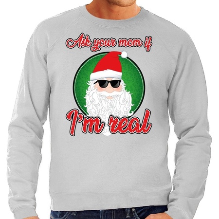 Christmas sweater ask your mom grey for men