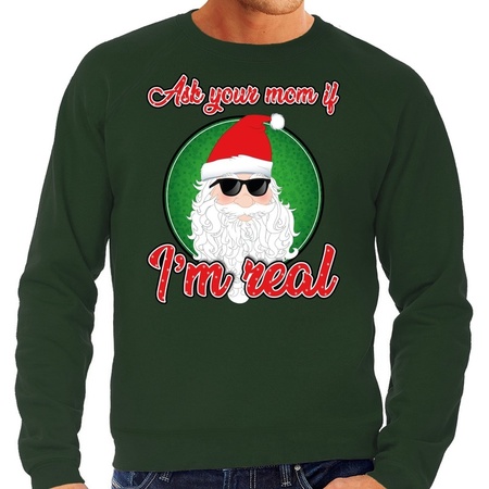 Christmas sweater ask your mom green for men