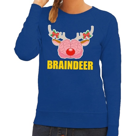 Christmas sweater braindeer blue women