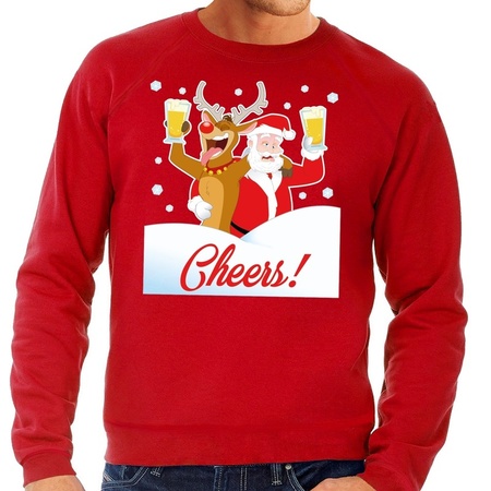 Christmas sweater cheers with drunk Santa red men