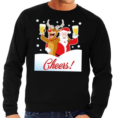 Christmas sweater cheers with drunk Santa black men