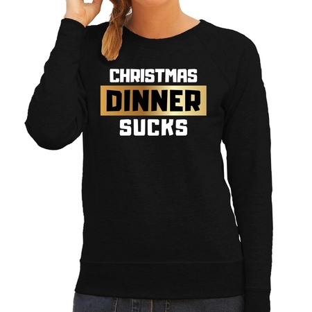 Christmas sweater Christmas dinner sucks black for women