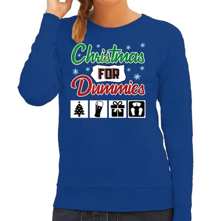 Christmas sweater Christmas for dummies blue for women
