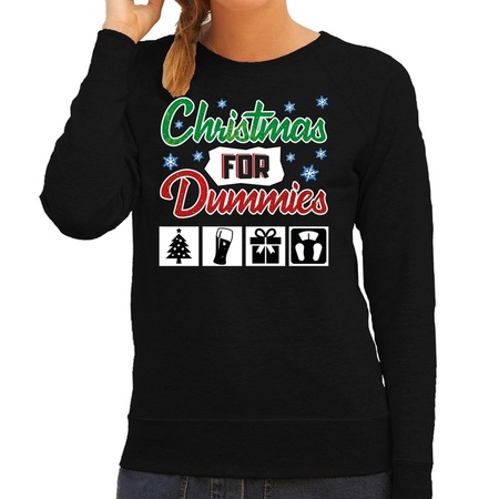 Christmas sweater Christmas for dummies black for women