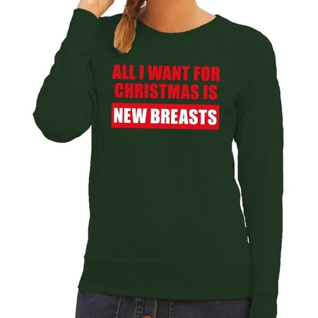 Foute kersttrui Christmas New Breasts groen  voor dames