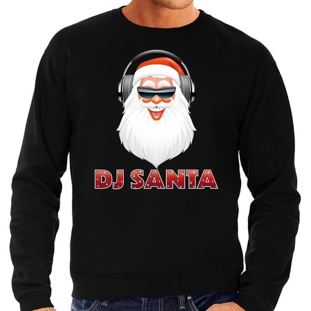 Christmas sweater dj santa with headphones black for men