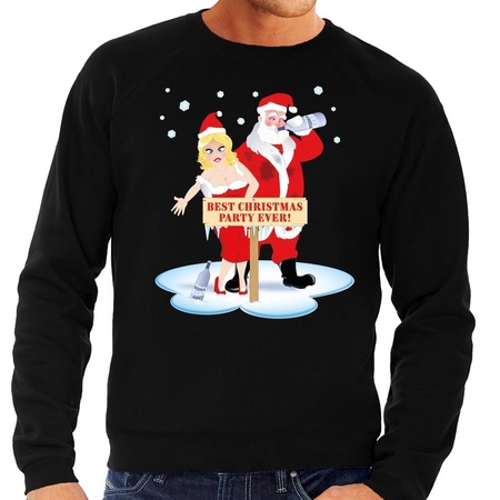 Christmas sweater drunk Santa + wife black men