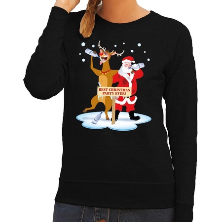 Christmas sweater drunk Santa + Rudolph black woman