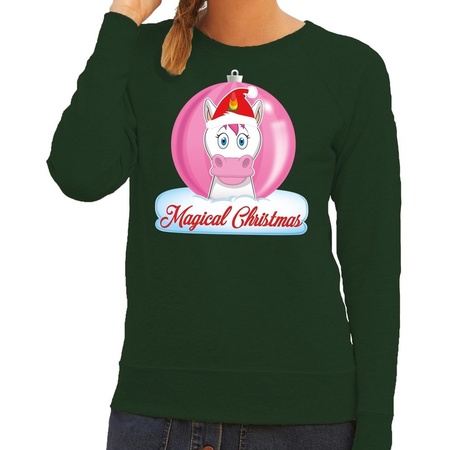 Christmas sweater green unicorn magical christmas for women