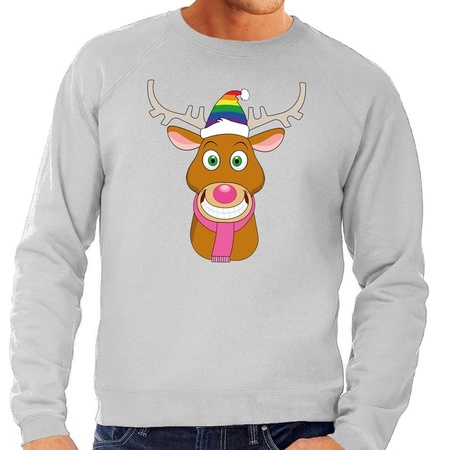 Christmas sweater Gay Rudolph gray men