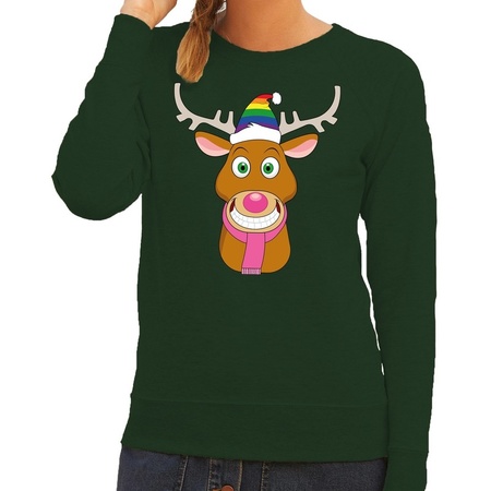 Christmas sweater Gay Rudolph green woman