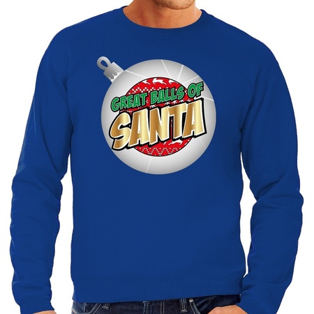 Christmas sweater Great balls of Santa blue for men
