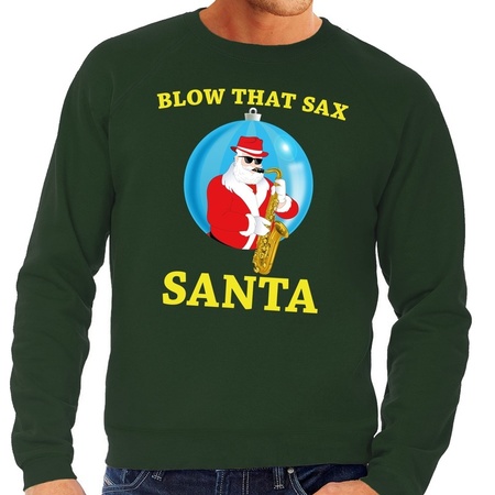 Christmas sweater green Blow That Sax for men