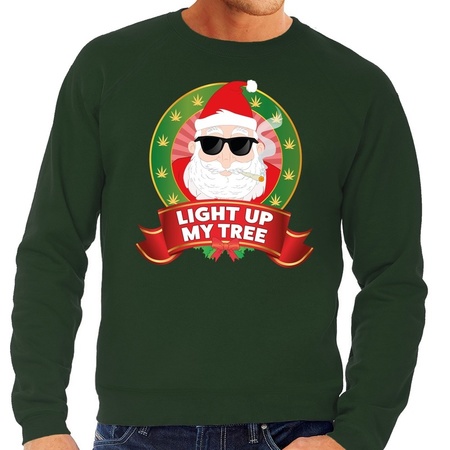 Christmas sweater green Light Up My Tree for men
