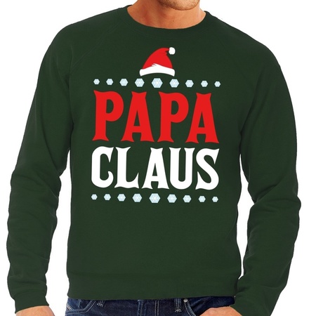 Foute kersttrui groen Papa Claus voor heren