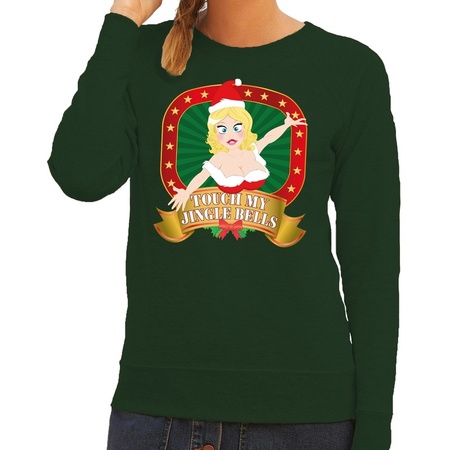 Merry Christmas sweater green Touch my Jingle Bells for ladies
