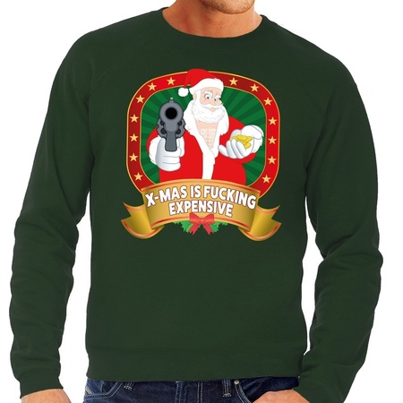 Merry Christmas sweater green X-mas is fucking expensive for men