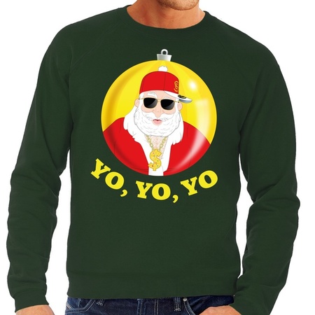 Christmas sweater hip hop / rapper Santa green men