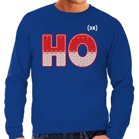 Christmas sweater Ho Ho Ho blue for men