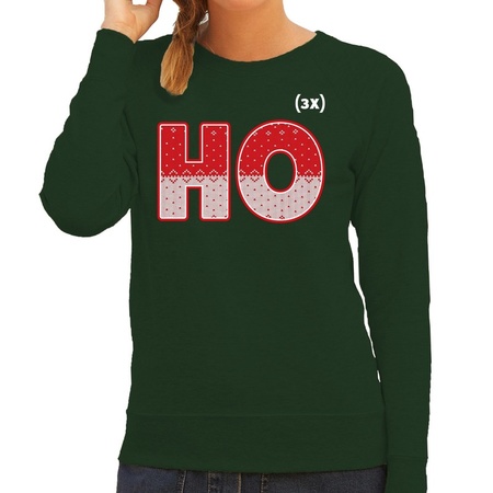 Christmas sweater Ho Ho Ho green for women