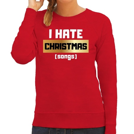 Christmas sweater I hate Christmas songs red for women