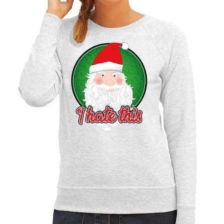 Christmas sweater I hate this grey for women