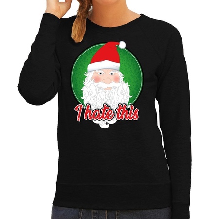 Christmas sweater I hate this black for women