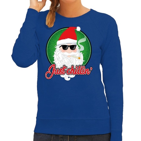 Christmas sweater just chillin blue for women
