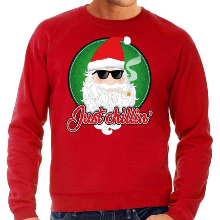 Christmas sweater just chillin red for men