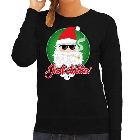 Christmas sweater just chillin black for women