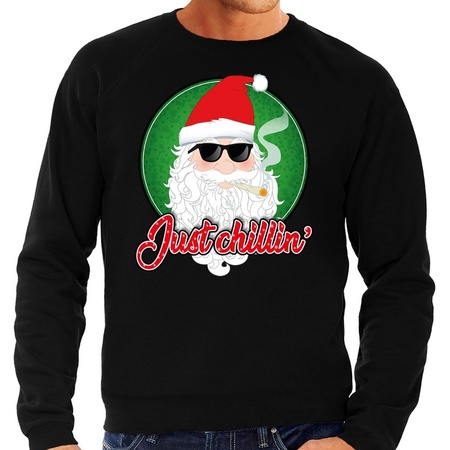 Christmas sweater just chillin black for men